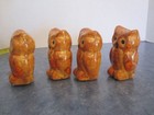 Set Of 4 Vintage Ceramic Owl Figures For Macrame  Crafts