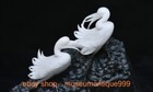 6 4  Ancient Chinese Natural Dushan Jade Carving Crane Statue Sculpture
