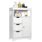Bathroom Floor Storage Cabinet Organizer W  3 Drawers And Adjustable Shelf White