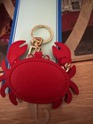 Piper k Red Crab Bag Charm Key Chain Faux Leather Zipper Keyring  Gold Tone