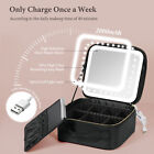 Makeup Train Case Travel Cosmetic Organizer Bag Portable With Led Lighted Mirror