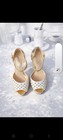 Rock   Republic Gold White Studded Open Toe High Heel Bridal Shoes Ankle Strap