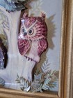 Vintage K Chin Owls On Tree 3d Framed Print 70s Rare Kitsch Unique 5  X 6  