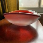 Vintage Mcm Heavy Thick Art Glass Ashtray Watermelon Red Inside W White Outside