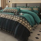 Bedding Set 4pcs Super Soft Warm Padded Lace Bedskirt Duvet Cover 2 Pillowcases