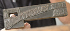 Vintage Brass Wood Printing Block Anniversary Sale Lithograph