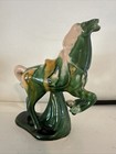 Chinese War Horse Tang Style Sancai Drip Tri Glaze Ceramic Statue Figurines Euc