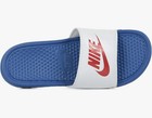Size 8 - Nike Mens Benassi Jdi Slides  White royal Blue red Sandal Slide Shoe