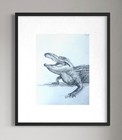 Original Animal Drawing  Alligator Study  Hand Drawn Pencil On Paper 12x9 Art