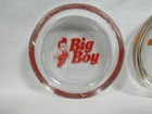 Vintage Pair Of Big Boy Glass Ashtrays Running Mascot Red Orange Frisch