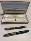 Vintage Sheaffer s Snorkel Green   Gold Pen pencil Set-white Dot 14k Gold W  Box