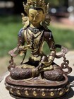 Handmade 24k Gold Hand Painted Green Tara Statue 13    Tall 7 5    W Made In Nepal  