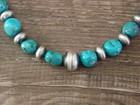 Native American Sterling Silver Turquoise   Navajo Pearl 21  Link Necklace By Jo
