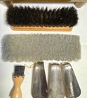 Vintage Shoe Shine Box With Contents Horse Hair Brushes Shoe Horns Dauber Buffer