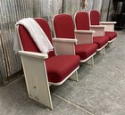 4 Theater Seats  Vintage Red Upholstered Tip-up Cinema Auditorium Seating  A67