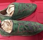 Antique 19thc Ottoman Turkish Velvet Slippers - Hand Embroidered Metallic Gilt