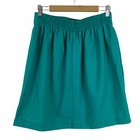 Vintage Skirt Size Large Made In Usa Mini Teal Stretch Waist Side Slit Maren 