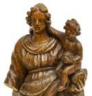 Statuary  Carved Wood Santo  Madonna   Child 1800s  Handsome Antique 