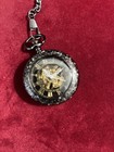 Pocket Watch Skeleton Mechanical Hand Wind Steampunk Theme Vintage Style Case