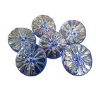 6 Vintage Czech Glass Buttons 3 4  Flower Design Blue W subtle Iridescence 