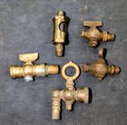 Lot Of 4 Vintage Industrial Pet Cock Valves   1 Oil Level Glass Steampunk Brass