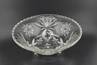 Vintage Anchor Hocking Clear Prescut Glass Star Of David 3-footed Serving Bowl
