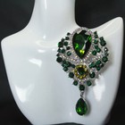 Vintage Glass Crystal Green Rhinestone Corsage Brooch Collar Pin