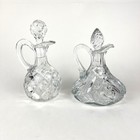 Set Of 2 Vintage Crystal Glass Decanters With Stoppers Ornate Etched Design