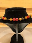 Antique Art Deco  Carved Galalith Bakelite Metal Beads Necklace 19 5   