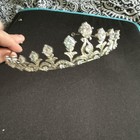 Princess Silver Tone Tiara Crown Headband Clear Rhinestones One Size