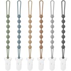 6 Pack Silicone Pacifier Clip With One-piece Design For Baby Boys And Girls     