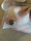 New Jojo Siwa Large Signature Tye Dye Rainbows Bow Hair Clip - Pink blue