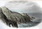 Lands End Longships Cornwall C1840 Genuine Antique Engraving With Hand Colour