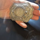 Silver Belt Buckle With 1878 Morgan Sterling Silver Dollar Coin Western Embosse