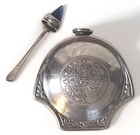 Mexican Hand Engraved Art Deco Sterling Silver Opium Perfume Bottle Cobalt Top