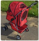 New Red 4 Wheel Folding Portable Pet Stroller Cat Dog Travel Carrier W  Basket 