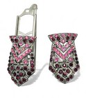 Vintage 30s Art Deco Pink   Purple Rhinestone Patented Dress Clip Duet Brooch
