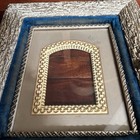 Antique Victorian Ornate Rustic Tree Bark Picture Frame Velvet Liner Gold Arch