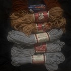 6 Vintage  Heavy Rug Yarn Skeins  420 Yds Brick Brown Malt Tan Grey  Variety