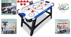 58-inch Blue Air Hockey Table With Digital Scoreboard  2 Pucks  2 Pushers  Po   