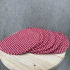 Vtg Set Of 6 Apple   Heart Placemats Red White Gingham Quilted Farmhouse Decor