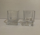 Joyjolt Carre Square Heavy Base Crystal Whiskey Glasses  10 Oz Set Of 2 Clear