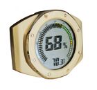 Watch Bezel Style Cigar Humidor Digital Hygrometer  gold   fast Free Shipping 