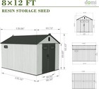 Domi 8 x12  Outdoor Resin Storage Shed plastic Garden Shed W lockable Door