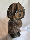 Look  3 Faced Vintage Folk Art Hand Carved Wooden Owl Bird Figure 7 1 2  
