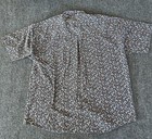 Custom Club Van Heusen Mens Vtg Shirt Blue Red Geometric Floral Button Up