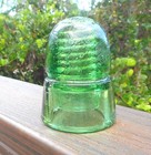 Great Darker Yellow Green Cd 145 Brookfield Crown Embossed Glass Insulator
