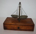 Antique Wood Apothecary Druggist Jeweler Scale With Drawer