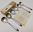 X6 Vintage Nos Carlton Cherie Silver Plate Round Soup Spoons From Lipton Soup