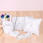 Wedding Supplies Double Heart Satin Flower Girl Basket Ring Bearer Pillow Gue   